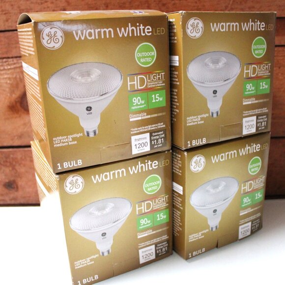 GE Warm White LED PAR38 Bulbs Outdoor 90W 15W Dimmable HD Light 4-Pack - Picture 2 of 6